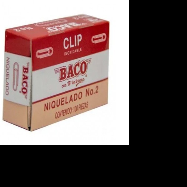 CLIPS NIQUELADO 2 BACO CAJA C100 PZAS